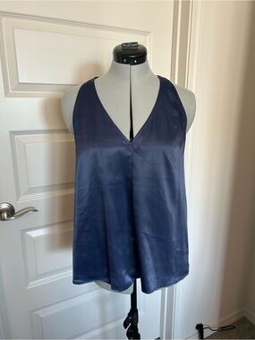 LOFT Navy V-Neck Satin-Look Sleeveless Camisole